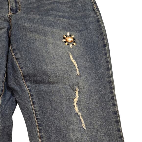 Seven7 Jeweled Rhinestone Stretch Straight Leg Jeans Plus Size 20 - Picture 9 of 14